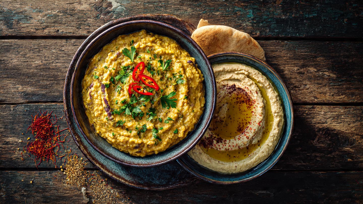 Indian bharta and Greek baba ghanoush showing culinary fusion